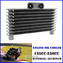 1×Motorcycle Oil Cooler Aluminum Engine Oil Cooling Radiator System 125cc-250cc
