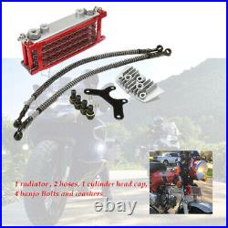 1×Motorcycle Red Oil Cooler Radiator Set Fit for 50 70 90 110CC Dirt Bike