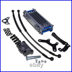 4 Row Motorcycle Aluminum Engine Oil Cooler Radiator withBracket Pipe 125CC-140CC