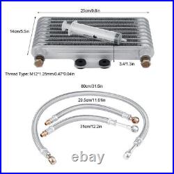 Motorcycle ATV Engine Aluminum Alloy Oil Cooler Cooling Radiator Silver