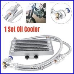Universal Motorcycle ATV Engine Aluminum Silver Oil Cooler Cooling Radiator Kit