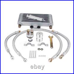 Universal Silver Motorcycle Engine Aluminum Alloy Oil Cooler Cooling Radiator