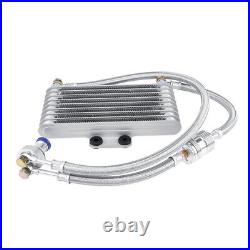 Universal Silver Motorcycle Engine Aluminum Alloy Oil Cooler Cooling Radiator